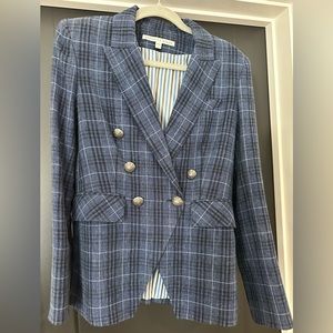 Blue plaid tailored Veronica Beard blazer